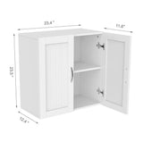 Topeakmart White Wooden Bathroom Wall Cabinet Toilet Medicine Storage Organizer with Adjustable Shelf Cupboard Unit
