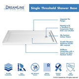 DreamLine SlimLine 32 in. D x 60 in. W x 2 3/4 in. H Right Drain Single Threshold Shower Base in White, DLT-1132602