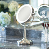 Zadro Cordless Dual-Sided LED Lighted Vanity Mirror, Satin Nickel