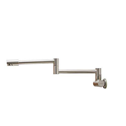 Aquafaucet Wall Mounted Pot Filler Kitchen Faucet With Double Joint Swing Arm Brushed Nickel