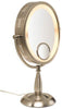 Jerdon HL9510N 8-Inch x 10-Inch Oval Lighted Vanity Mirror with 10X and 1X Magnification, 3-Light Settings, Nickel Finish from Jerdon