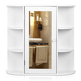 HOMFA Bathroom Wall Cabinet Multipurpose Kitchen Medicine Storage Organizer with Mirror Single Door Shelves,White Finish