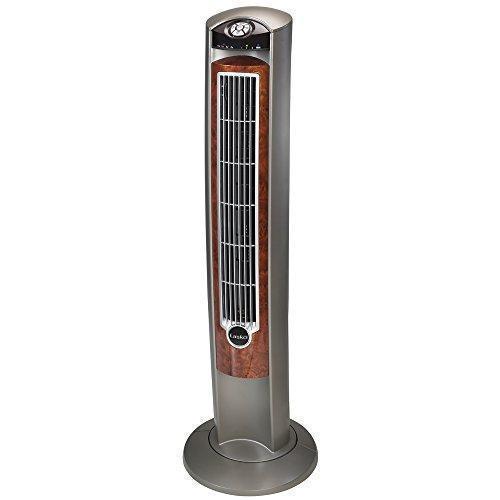 Lasko 2554 Wind Curve Tower Fan with Remote Control and Fresh Air Ionizer, Silver Woodgrain