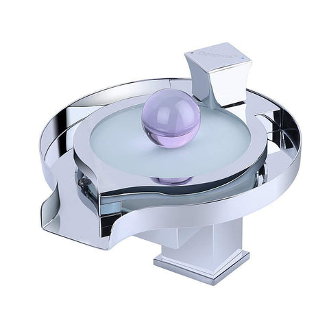 Derpras Bathroom Sink Faucet with Water Power LED Waterfall Faucet 3 Colors Changing Based on Water Temperature, Polish Chrome