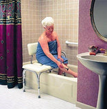 Transfer Bench Adjustable Height Legs, Lightweight Plastic Benches for Bath Tub and Shower with Back Non-slip Seat, Gray