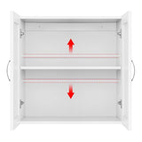 Topeakmart White Wooden Bathroom Wall Cabinet Toilet Medicine Storage Organizer with Adjustable Shelf Cupboard Unit