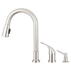 Grandview Pull Down Kitchen Faucet Gooseneck Style by Pacific Bay (Brushed Satin Nickel) – This Beautiful Upgrade Features a Side Single Lever Controls, and a Soap Dispenser