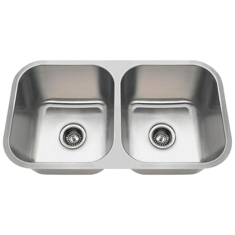 3218A 18-Gauge Undermount Equal Double Bowl Stainless Steel Kitchen Sink