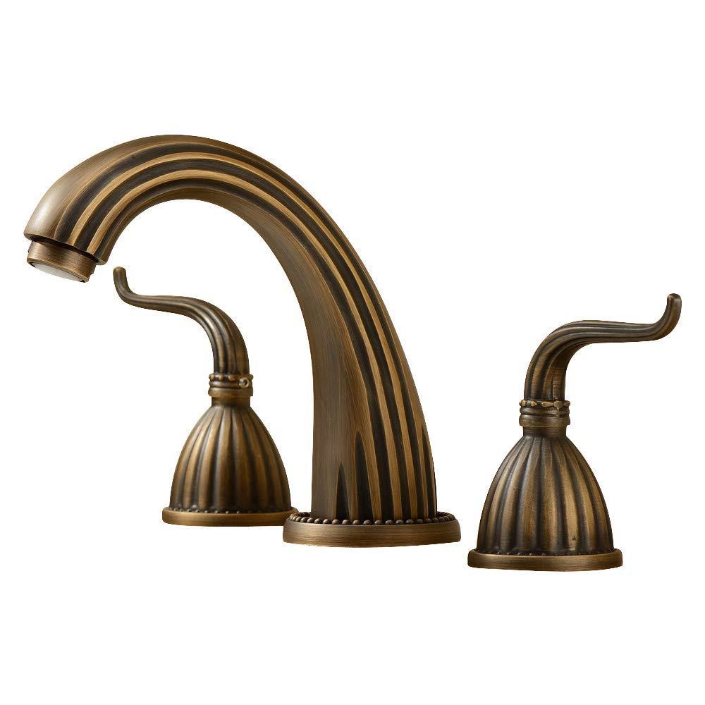 Lightinthebox Luxury Classic Antique Inspired Solid Brass Deck Mount Two Handles Bathroom Sink Faucet Bath Tub Mixer Taps Unique Desinger Vanity Cooper Plumbing Fixtures Roman Tub Faucets