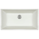 848 Large Single Bowl Quartz Kitchen Sink, White, No Additional Accessories