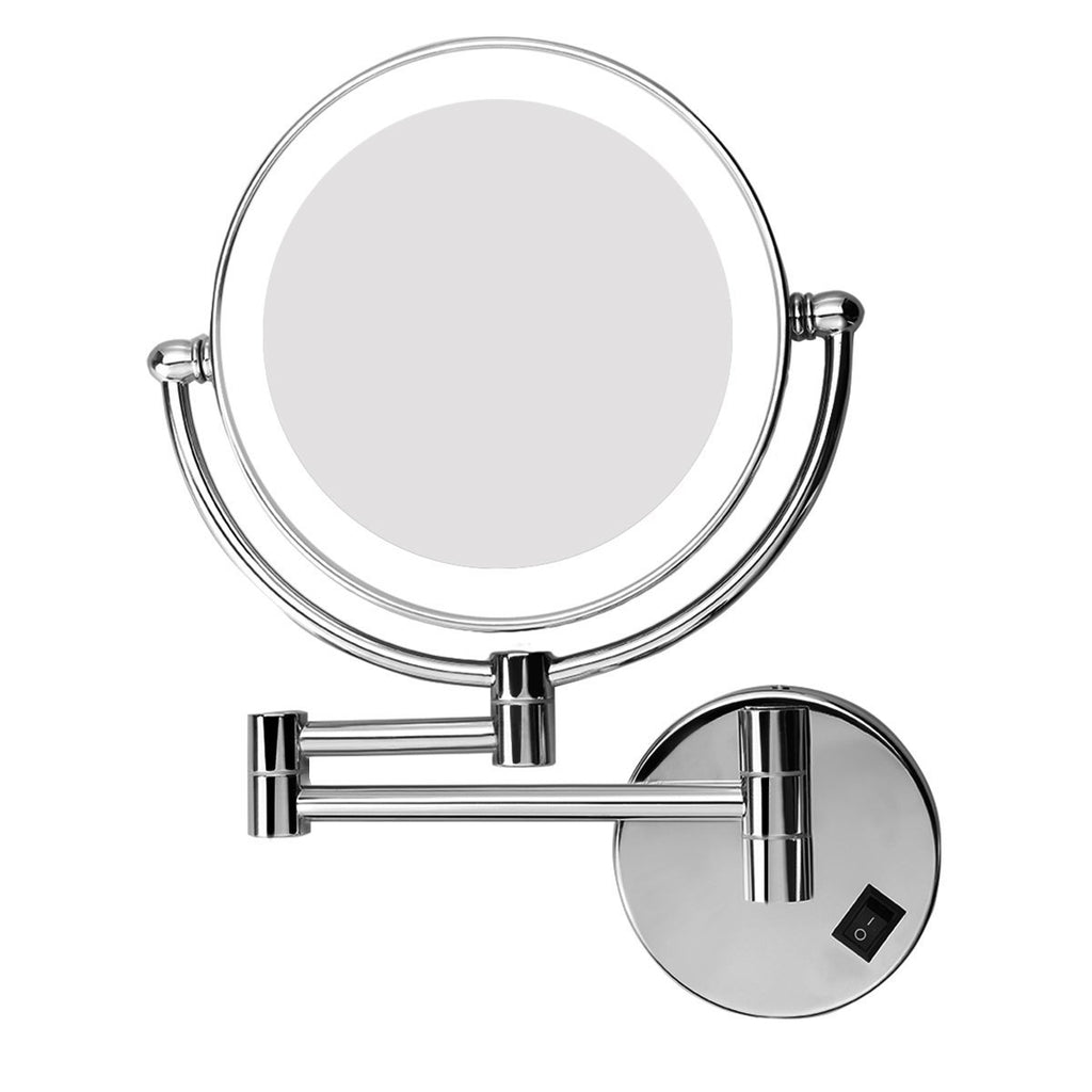 Excelvan LED Lighted Double Sided Swivel Vanity Makeup Mirror with 7x Magnification, 8 inches for 360 Degree Swivel Design, Chrome Finish