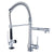 FLG Spring Single Handle Pull Down Kitchen Sink Faucet with Sprayer, Commercial Pre Rinse Faucet, Chrome