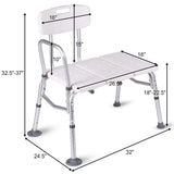 Transfer Bench Adjustable Height Legs, Lightweight Plastic Benches for Bath Tub and Shower with Back Non-slip Seat, Gray