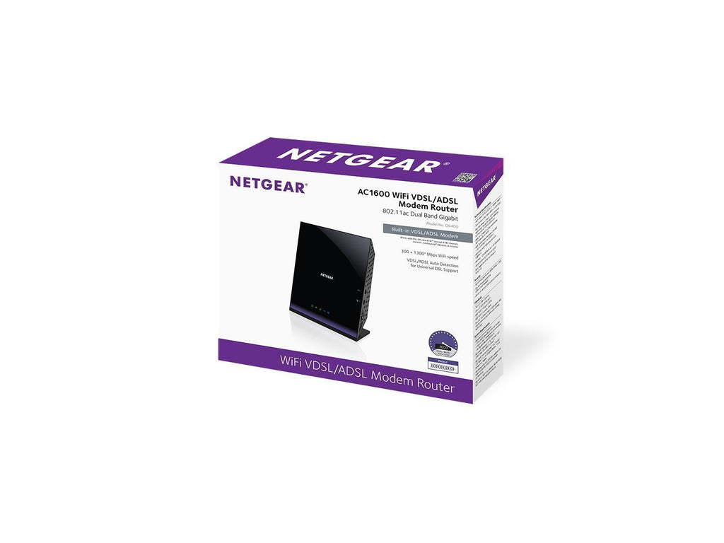 NETGEAR AC1600 WiFi VDSL/ADSL Modem Router – 802.11ac Dual Band Gigabit (D6400-100NAS)