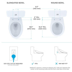 TOTO SW573#01 S300e WASHLET Electronic Bidet Toilet Seat with EWATER+ Cleansing, Round, Cotton White