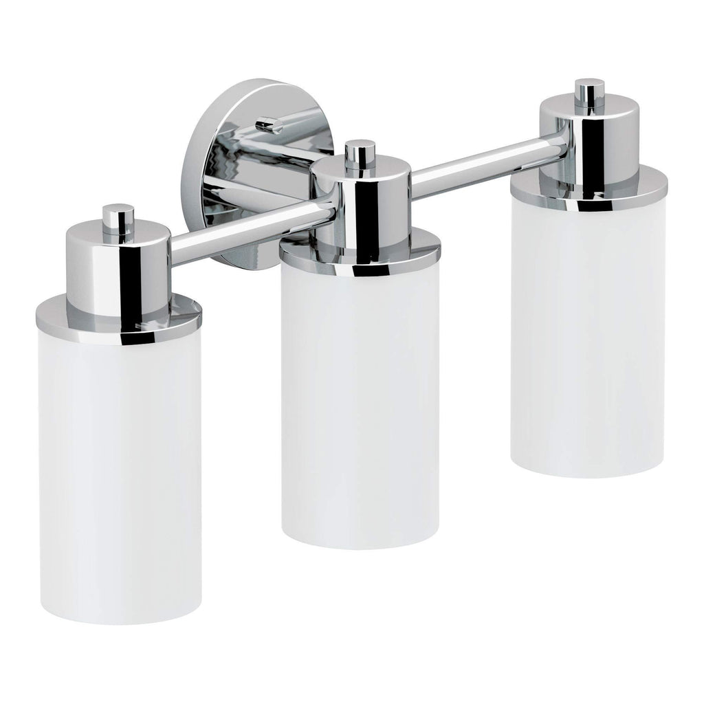 Moen DN0763CH Iso Collection 3 Dual-Mount Bath Bathroom Vanity Light Fixture with Frosted Glass, 9.60 x 20.60 x 10.00 inches, Chrome