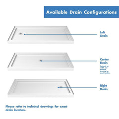 DreamLine SlimLine 36 in. D x 60 in. W x 2 3/4 in. H Center Drain Single Threshold Shower Base in White