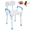 Latest Version ! Health Line Tool-Free Assembly Shower Chair Bath Bench Stool Adjustable Height with Removable Back and Arms & Non-Slip Feet - w/Bonus Loofah Back Scrubber