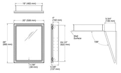 KOHLER K-2967-BR1 20 inch x 26 inch Aluminum Bathroom Medicine Cabinet with Oil-Rubbed Bronze Framed Mirror Door; Recess or Surface Mount