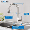 Kitchen Faucet Pull Down Sprayer - WEWE A1008L Stainless Steel Sink Faucets Single Handle High Arc Brushed Nickel Faucet with Pull Out Sprayer