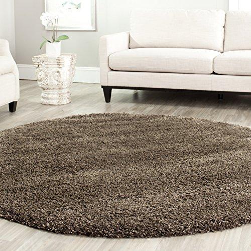 Safavieh California Premium Shag Collection SG151-8181 Mushroom Round Area Rug (4' Diameter)