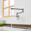 Aquafaucet Wall Mounted Pot Filler Kitchen Faucet With Double Joint Swing Arm Brushed Nickel