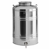 Sansone NSF Certified Stainless Steel Fusti Container with Lever Spigot, 100 Liters, Silver