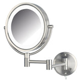 Jerdon HL88NL 8.5-Inch LED Lighted Wall Mount Makeup Mirror with 8x Magnification, Nickel Finish