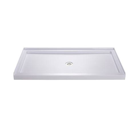 DreamLine SlimLine 36 in. D x 60 in. W x 2 3/4 in. H Center Drain Single Threshold Shower Base in White