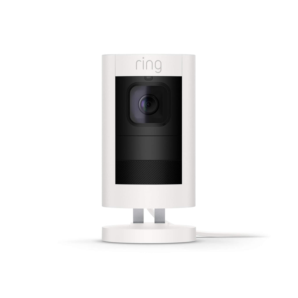 Ring Stick Up Cam Wired HD Security Camera with Two-Way Talk, Night Vision, White, Works with Alexa