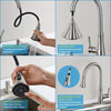 Kitchen Faucet Pull Down Sprayer - WEWE A1008L Stainless Steel Sink Faucets Single Handle High Arc Brushed Nickel Faucet with Pull Out Sprayer