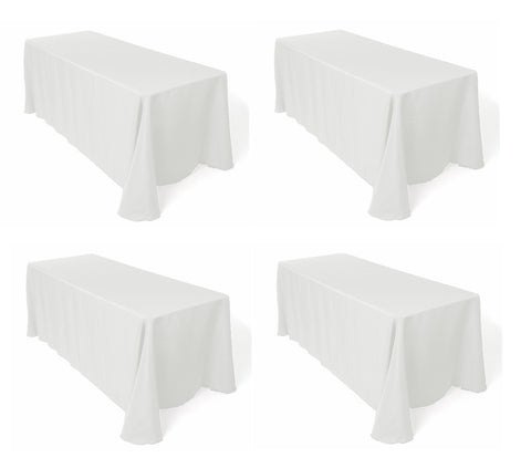 LinenTablecloth 90 x 132-Inch Rectangular Polyester Tablecloths (White, 4)