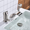 Rozin Brushed Nickel 3pcs Waterfall Spout Single Handle Bathtub Filler Faucet with Hand Shower