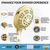 ShowerMaxx | Luxury Spa Series | 6 Spray Settings 4.5 inch Hand Held Shower Head | Extra Long Stainless Steel Hose | Easy-to-Remove Flow Restrictor to MAXX-imize Shower | Polished Brass/Gold Finish