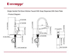 Single Handle Pull-Down Kitchen Faucet (with soap dispenser and deck plate Matte Black)