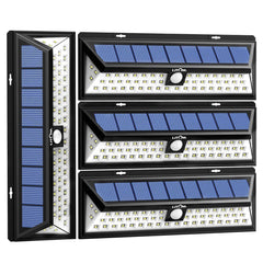 LITOM Solar Lights Outdoor, 54 LED Super Bright 270°Wide Angle Motion Sensor Lights, Wireless Waterproof Security Solar Light for Front Door, Yard, Garage, Deck, Porch, Shed, Walkway, Fence (4 Pack)