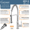 Geyser GF51-S Geyser Stainless Steel Commercial-Style Coiled Spring Kitchen Pull-Out Faucet by Geyser