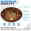 Enbol GS-G0440, Retro Copper Brown Color Artistic Tempered Glass Bathroom Over Counter Artistic Vessel Vanity Sink Bowl, 16.5 Inch Standard Round Top Wash Basin