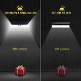 LITOM Solar Lights Outdoor, 54 LED Super Bright 270°Wide Angle Motion Sensor Lights, Wireless Waterproof Security Solar Light for Front Door, Yard, Garage, Deck, Porch, Shed, Walkway, Fence (4 Pack)