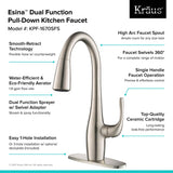 KRAUS KPF-1670SFS Esina Single Handle Pull Down Kitchen Faucet with Dual Function Sprayhead in All-Brite Spot Free Stainless Steel Finish