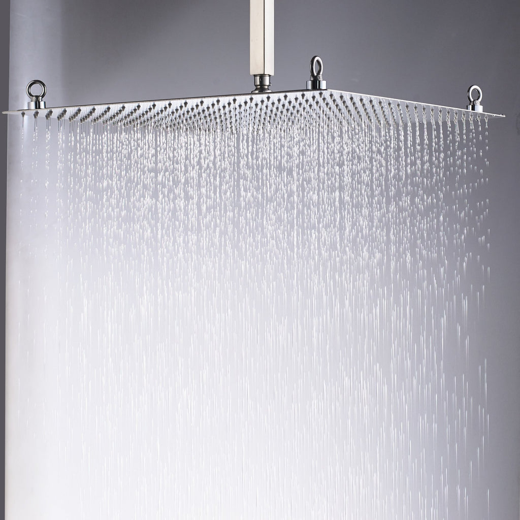 Rozin Bathroom Square 20-inch Rainfall Top Shower Head Overhead Spray Brushed Nickel